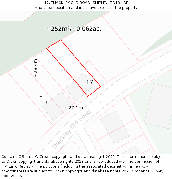 17, THACKLEY OLD ROAD, SHIPLEY, BD18 1DR: Plot and title map