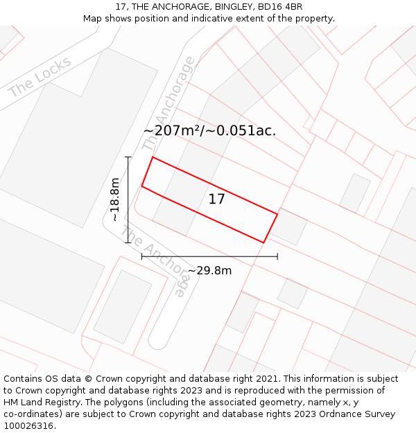 17, THE ANCHORAGE, BINGLEY, BD16 4BR: Plot and title map