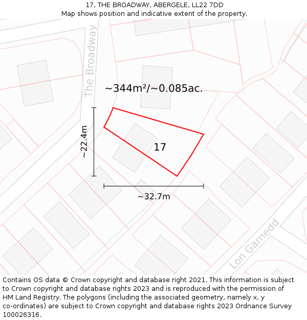 17, THE BROADWAY, ABERGELE, LL22 7DD: Plot and title map