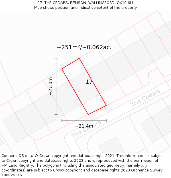 17, THE CEDARS, BENSON, WALLINGFORD, OX10 6LL: Plot and title map