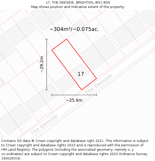 17, THE DEESIDE, BRIGHTON, BN1 8SA: Plot and title map