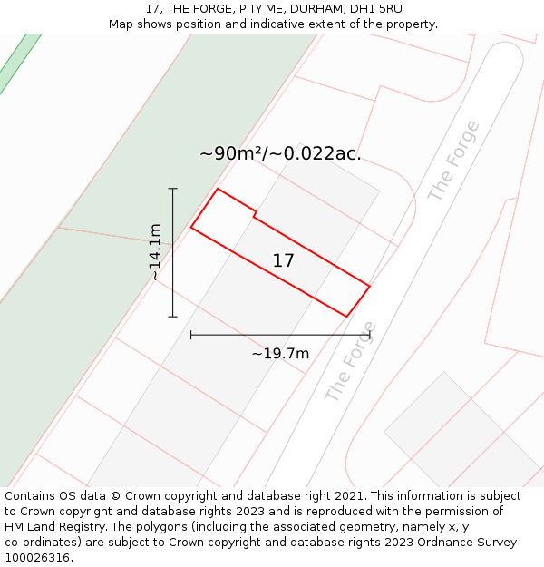17, THE FORGE, PITY ME, DURHAM, DH1 5RU: Plot and title map