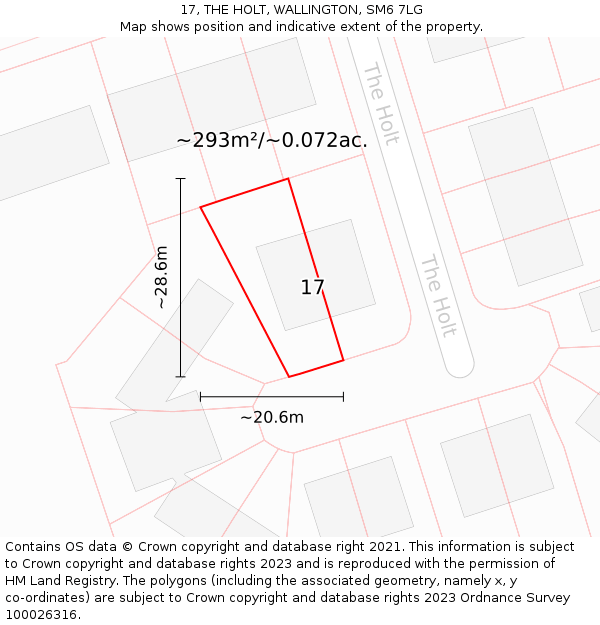 17, THE HOLT, WALLINGTON, SM6 7LG: Plot and title map