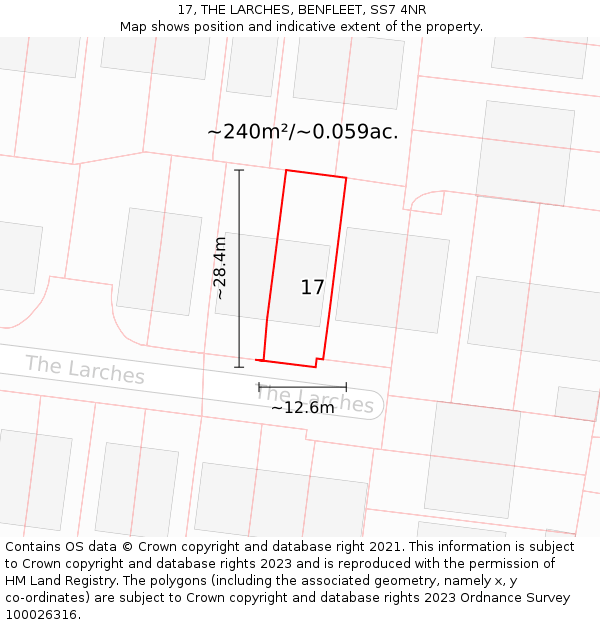 17, THE LARCHES, BENFLEET, SS7 4NR: Plot and title map