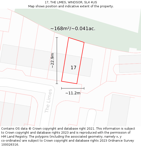17, THE LIMES, WINDSOR, SL4 4US: Plot and title map