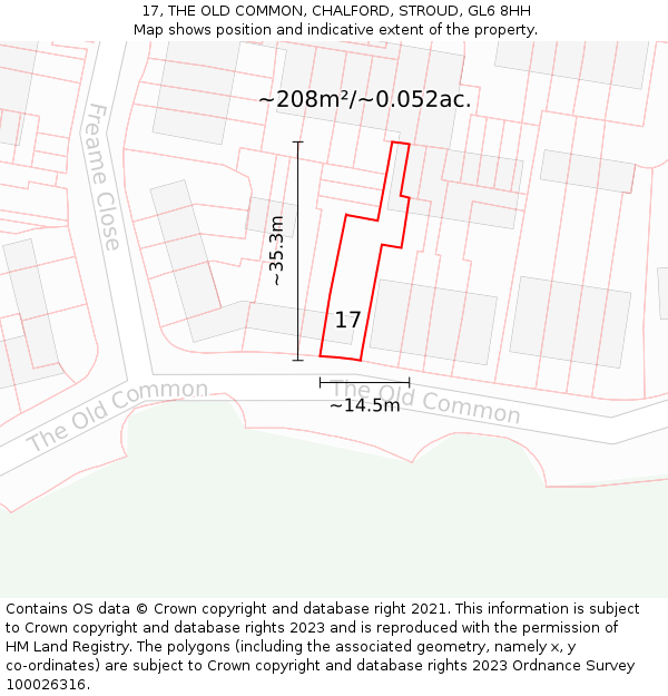 17, THE OLD COMMON, CHALFORD, STROUD, GL6 8HH: Plot and title map