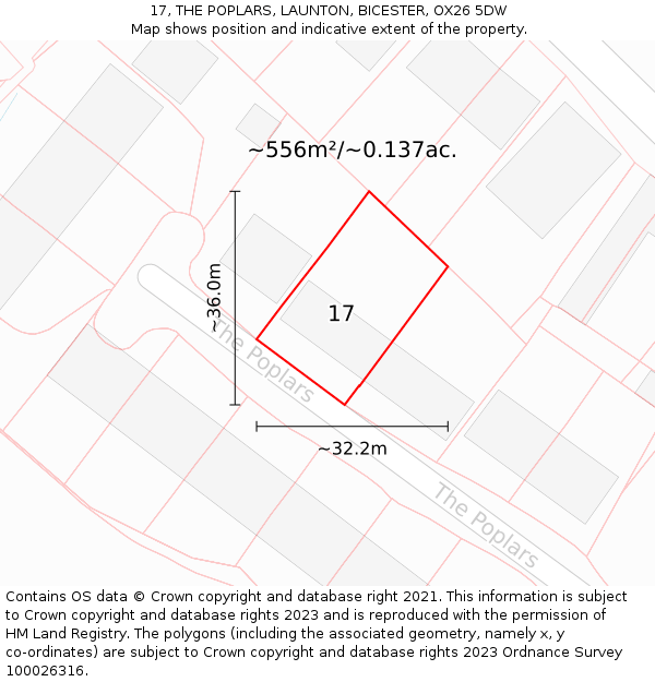 17, THE POPLARS, LAUNTON, BICESTER, OX26 5DW: Plot and title map