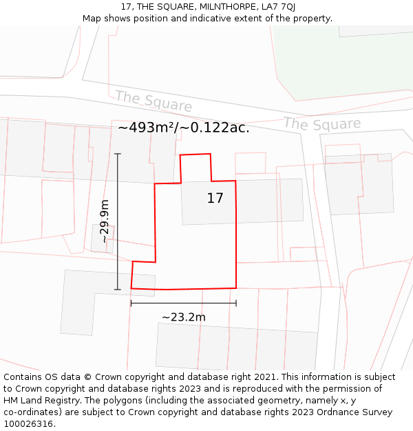 17, THE SQUARE, MILNTHORPE, LA7 7QJ: Plot and title map