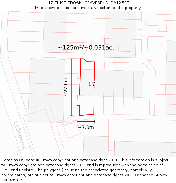 17, THISTLEDOWN, GRAVESEND, DA12 5ET: Plot and title map