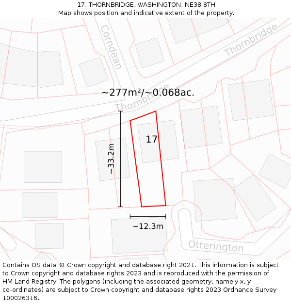 17, THORNBRIDGE, WASHINGTON, NE38 8TH: Plot and title map