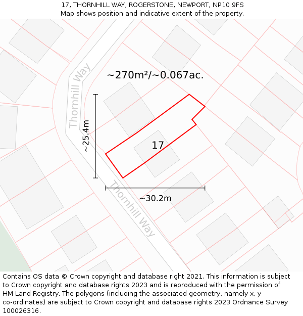 17, THORNHILL WAY, ROGERSTONE, NEWPORT, NP10 9FS: Plot and title map