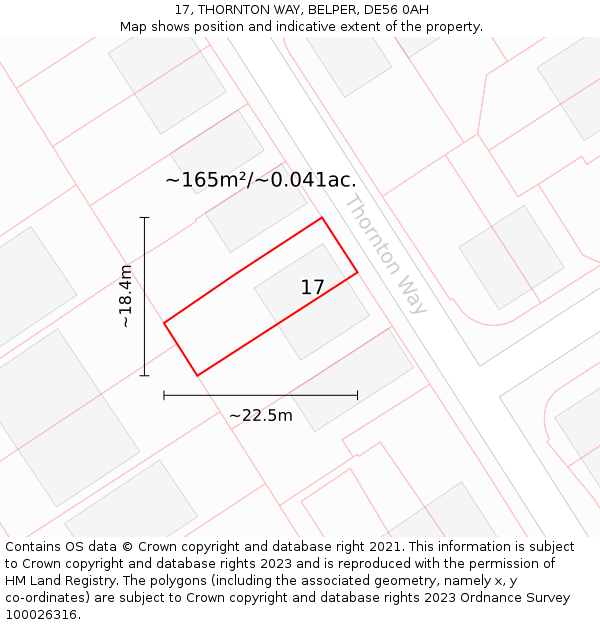 17, THORNTON WAY, BELPER, DE56 0AH: Plot and title map