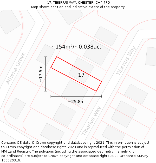 17, TIBERIUS WAY, CHESTER, CH4 7FD: Plot and title map