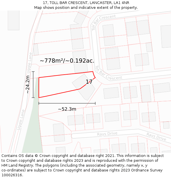 17, TOLL BAR CRESCENT, LANCASTER, LA1 4NR: Plot and title map