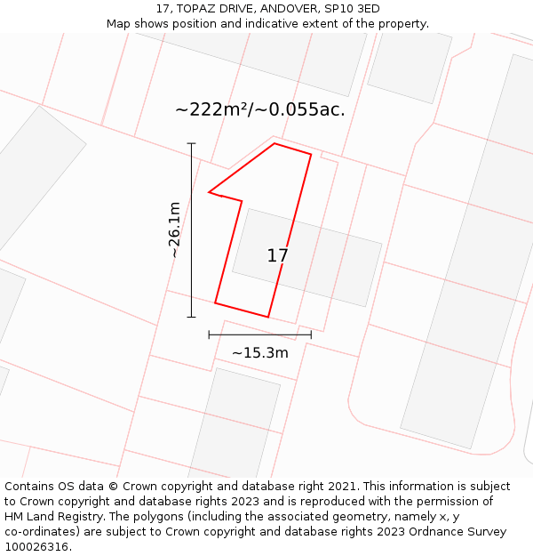17, TOPAZ DRIVE, ANDOVER, SP10 3ED: Plot and title map