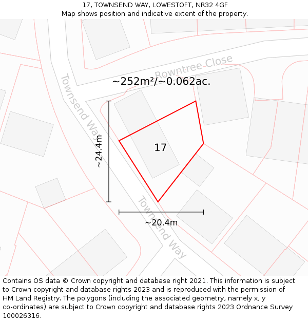 17, TOWNSEND WAY, LOWESTOFT, NR32 4GF: Plot and title map