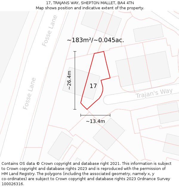 17, TRAJANS WAY, SHEPTON MALLET, BA4 4TN: Plot and title map