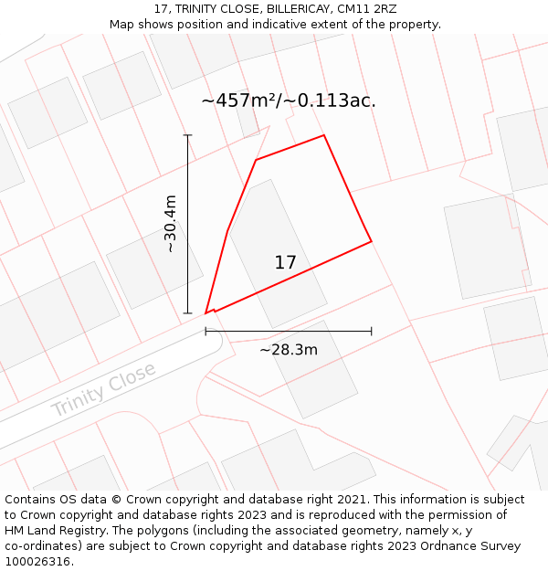 17, TRINITY CLOSE, BILLERICAY, CM11 2RZ: Plot and title map