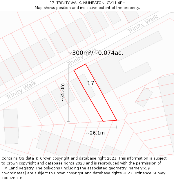 17, TRINITY WALK, NUNEATON, CV11 4PH: Plot and title map