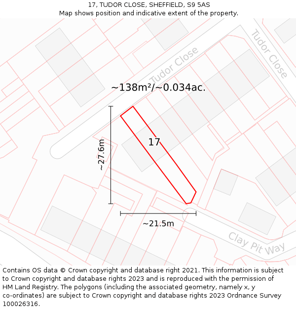 17, TUDOR CLOSE, SHEFFIELD, S9 5AS: Plot and title map