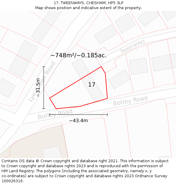 17, TWEENWAYS, CHESHAM, HP5 3LP: Plot and title map