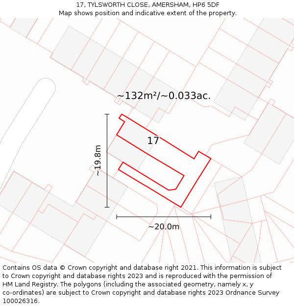 17, TYLSWORTH CLOSE, AMERSHAM, HP6 5DF: Plot and title map