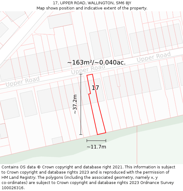 17, UPPER ROAD, WALLINGTON, SM6 8JY: Plot and title map