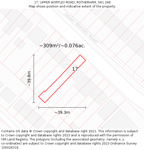 17, UPPER WORTLEY ROAD, ROTHERHAM, S61 2AE: Plot and title map