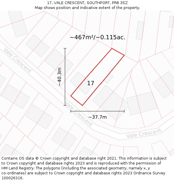 17, VALE CRESCENT, SOUTHPORT, PR8 3SZ: Plot and title map