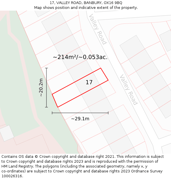 17, VALLEY ROAD, BANBURY, OX16 9BQ: Plot and title map