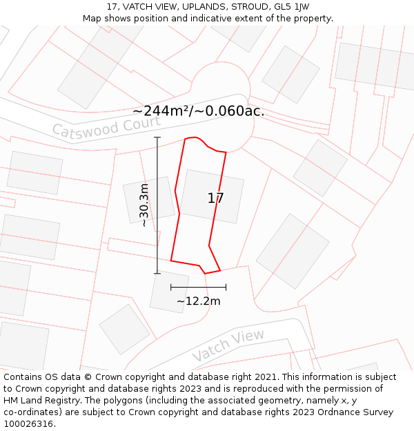 17, VATCH VIEW, UPLANDS, STROUD, GL5 1JW: Plot and title map
