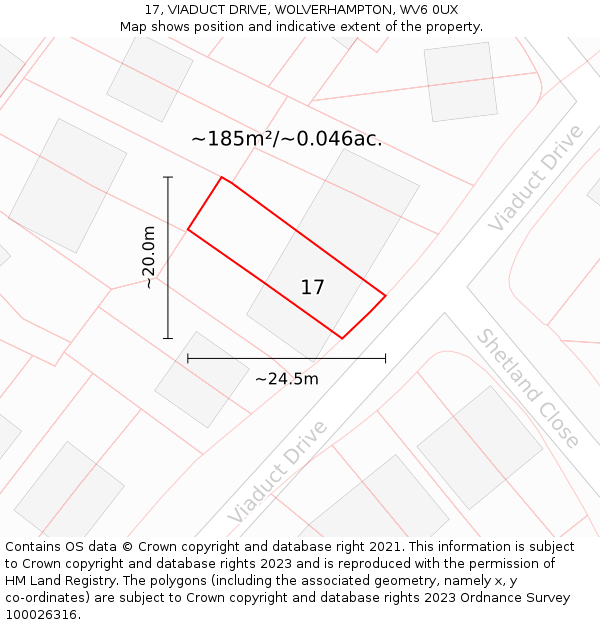 17, VIADUCT DRIVE, WOLVERHAMPTON, WV6 0UX: Plot and title map