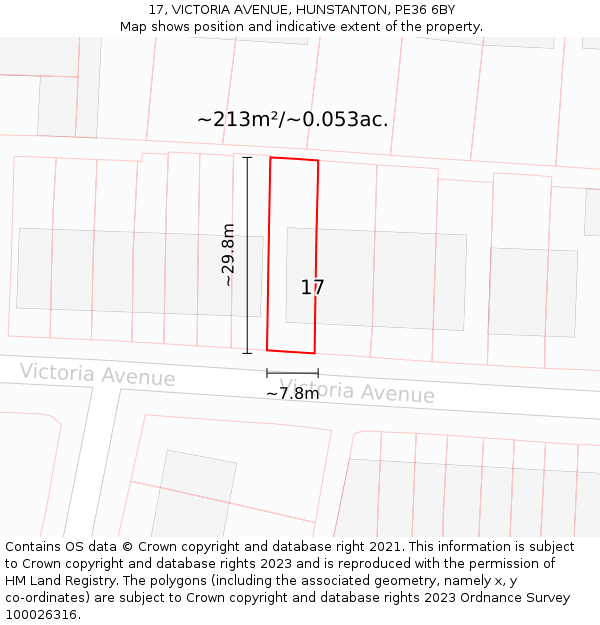 17, VICTORIA AVENUE, HUNSTANTON, PE36 6BY: Plot and title map
