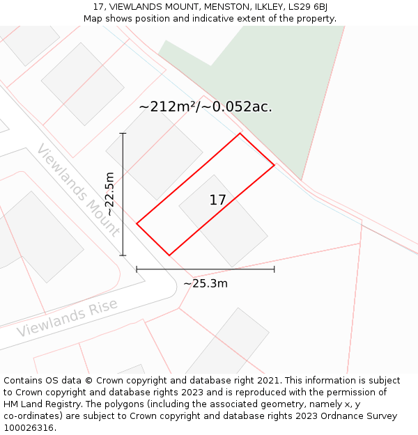 17, VIEWLANDS MOUNT, MENSTON, ILKLEY, LS29 6BJ: Plot and title map