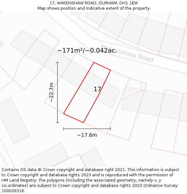17, WAKENSHAW ROAD, DURHAM, DH1 1EW: Plot and title map