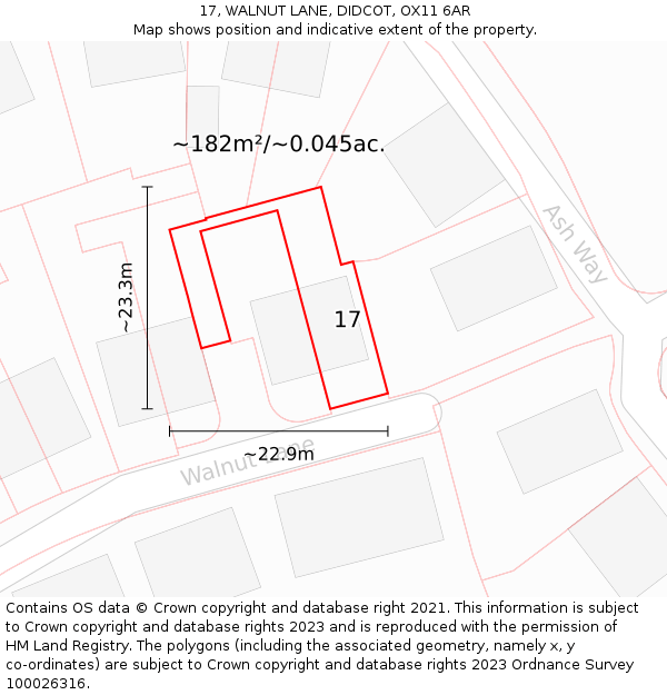 17, WALNUT LANE, DIDCOT, OX11 6AR: Plot and title map