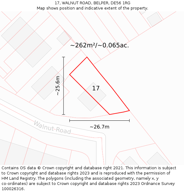 17, WALNUT ROAD, BELPER, DE56 1RG: Plot and title map