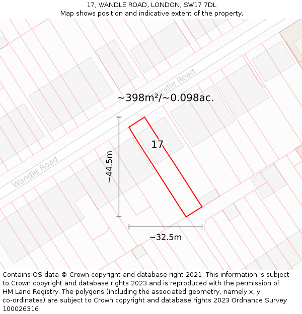 17, WANDLE ROAD, LONDON, SW17 7DL: Plot and title map