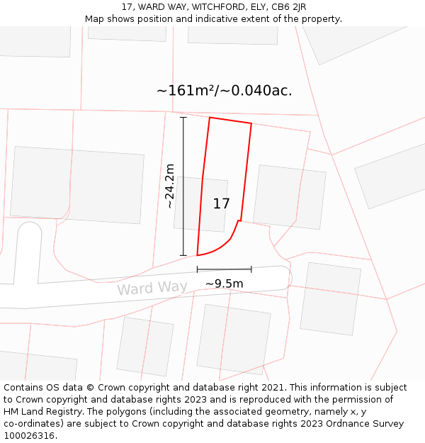 17, WARD WAY, WITCHFORD, ELY, CB6 2JR: Plot and title map
