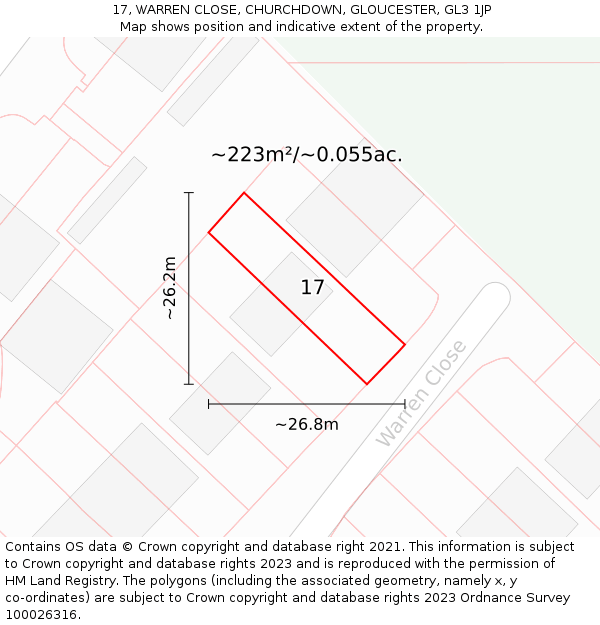 17, WARREN CLOSE, CHURCHDOWN, GLOUCESTER, GL3 1JP: Plot and title map
