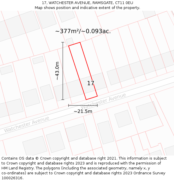 17, WATCHESTER AVENUE, RAMSGATE, CT11 0EU: Plot and title map
