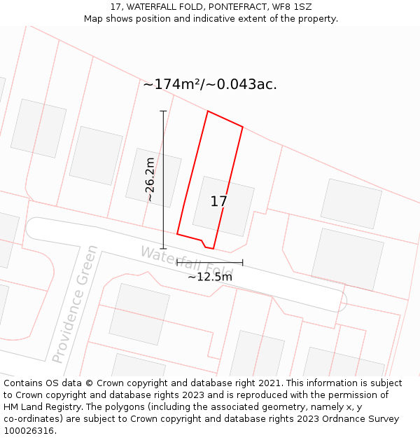 17, WATERFALL FOLD, PONTEFRACT, WF8 1SZ: Plot and title map