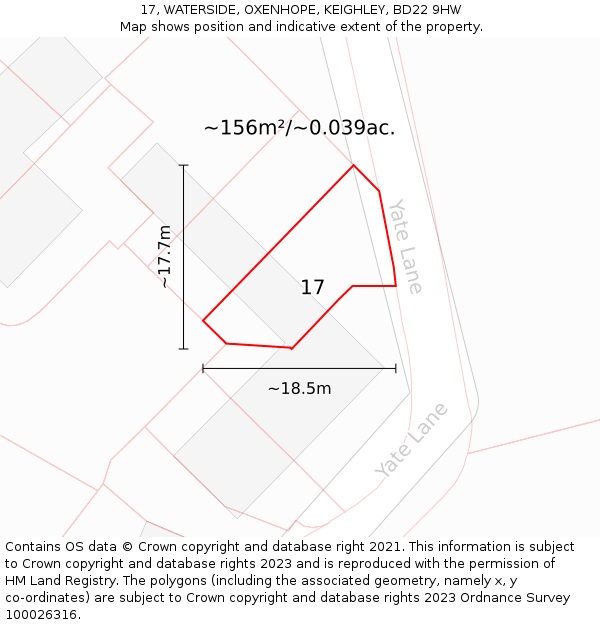 17, WATERSIDE, OXENHOPE, KEIGHLEY, BD22 9HW: Plot and title map