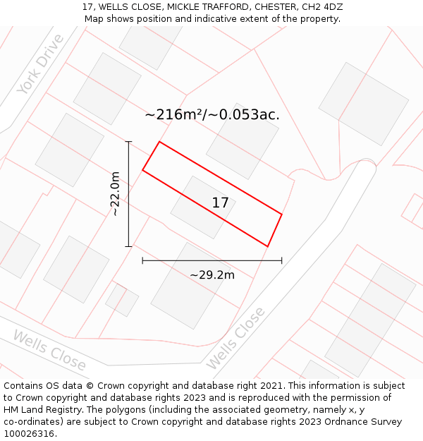17, WELLS CLOSE, MICKLE TRAFFORD, CHESTER, CH2 4DZ: Plot and title map