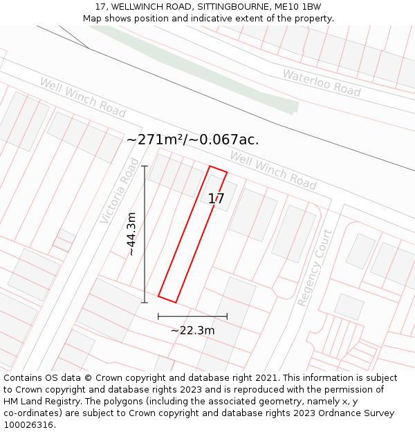 17, WELLWINCH ROAD, SITTINGBOURNE, ME10 1BW: Plot and title map
