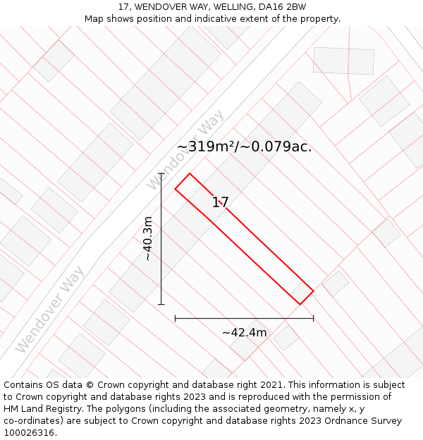 17, WENDOVER WAY, WELLING, DA16 2BW: Plot and title map