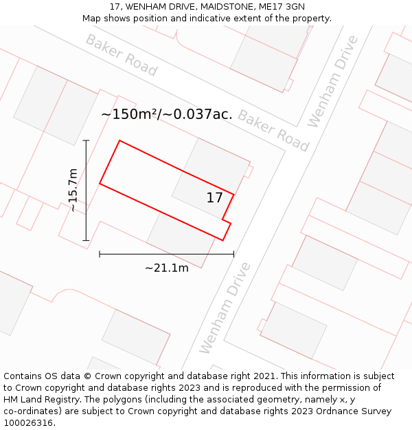 17, WENHAM DRIVE, MAIDSTONE, ME17 3GN: Plot and title map