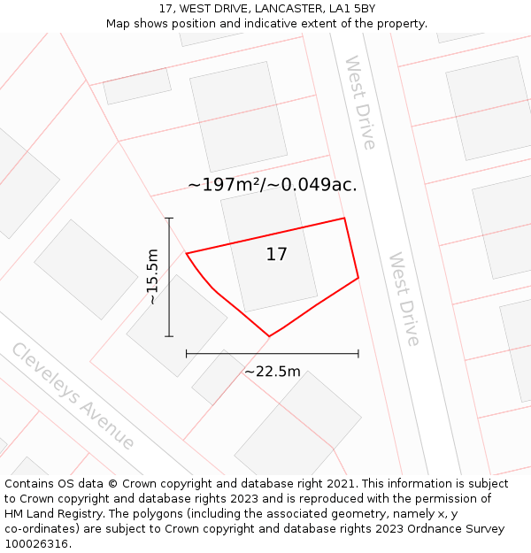 17, WEST DRIVE, LANCASTER, LA1 5BY: Plot and title map