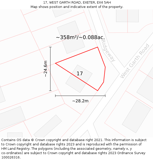 17, WEST GARTH ROAD, EXETER, EX4 5AH: Plot and title map