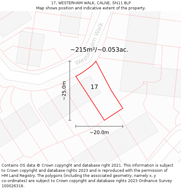 17, WESTERHAM WALK, CALNE, SN11 8LP: Plot and title map